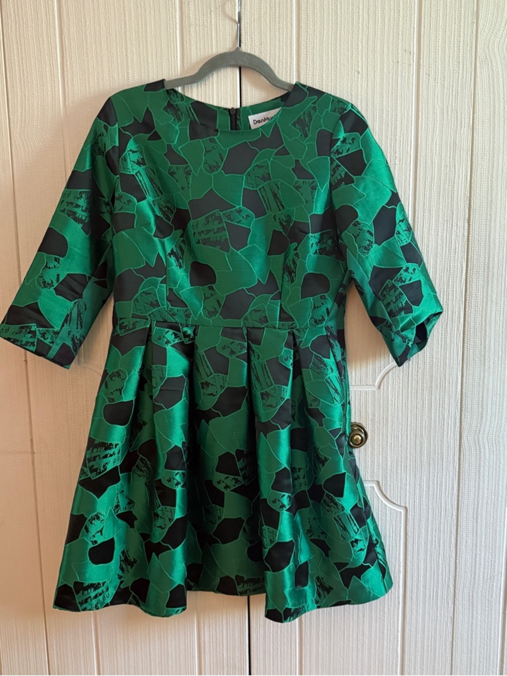 Green and Black Fit-and-Flare Mini Dress Medium